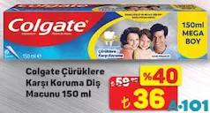 COLGATE ÇÜRÜKLERE KARŞI KORUMA DİŞ MACUNU 150 ML